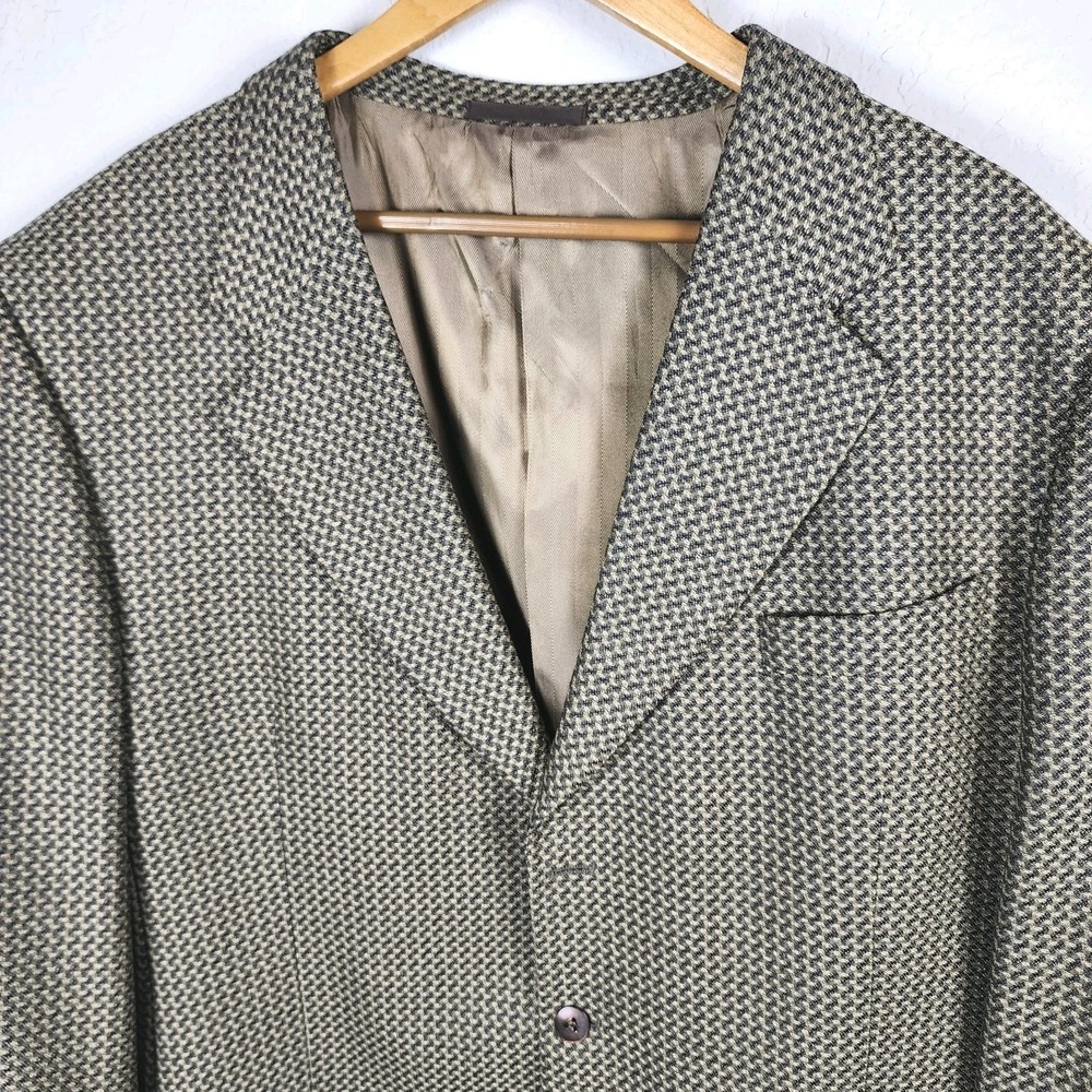 Louis‎ Roth Sport Coat Mens 46L Tan Brown Houndstooth Career Occasion Office VTG